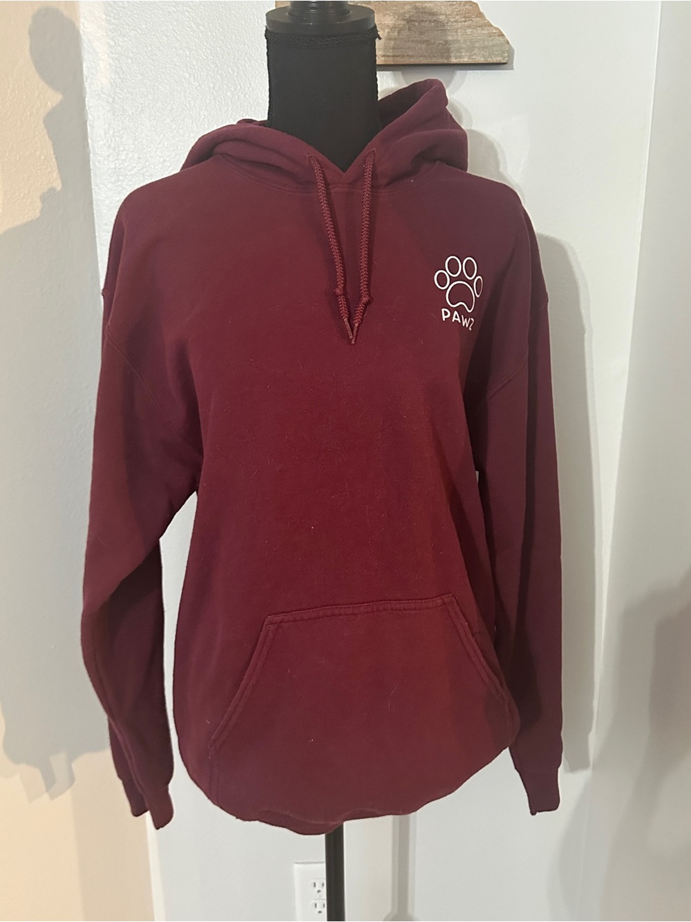 Gildan Maroon Women's Crewneck Hoodie with Paw Logo